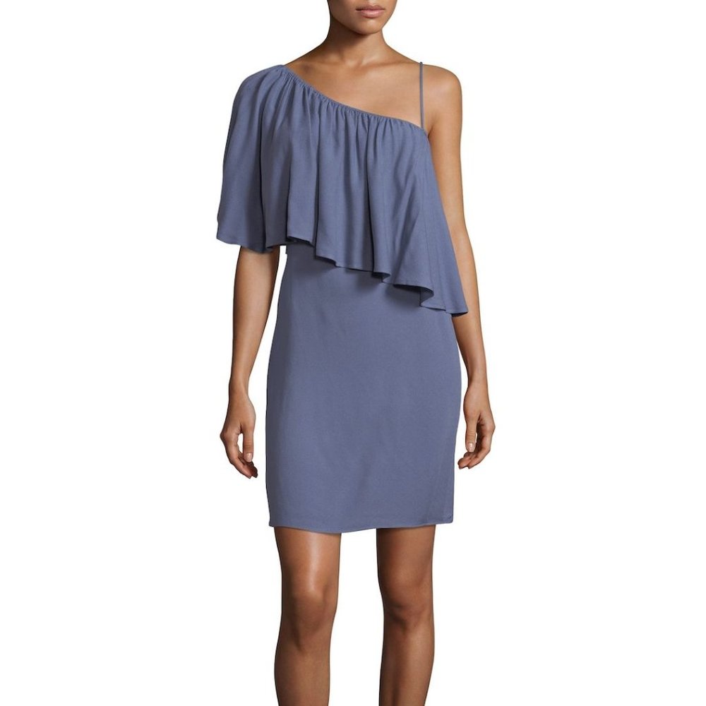 NWT‎ Ella Moss One Shoulder Blue Ruffle Dress Wedding Cocktail Resort